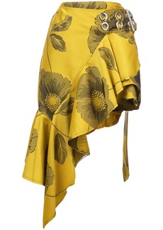 Marques' Almeida belted floral ruffle skirt