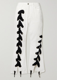 Marques' Almeida Cropped Lace-up Frayed Mid-rise Flared Jeans