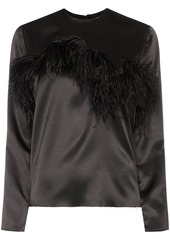 Marques' Almeida feather-trimmed satin blouse