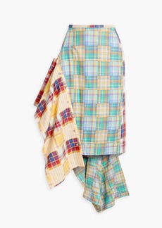 Marques' Almeida - Asymmetric button-embellished checked cotton midi skirt - Yellow - UK 12
