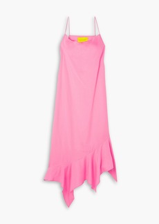 Marques' Almeida - Asymmetric ruffled TENCEL™ midi slip dress - Pink - UK 4