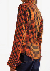 Marques' Almeida - Frayed houndstooth cotton shirt - Orange - UK 8