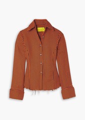 Marques' Almeida - Frayed houndstooth cotton shirt - Orange - UK 8