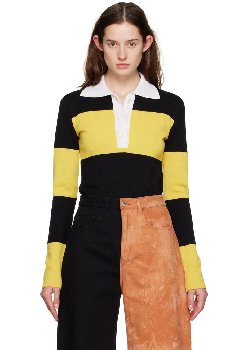 Marques' Almeida Marques Almeida Black & Yellow Three-Button Polo