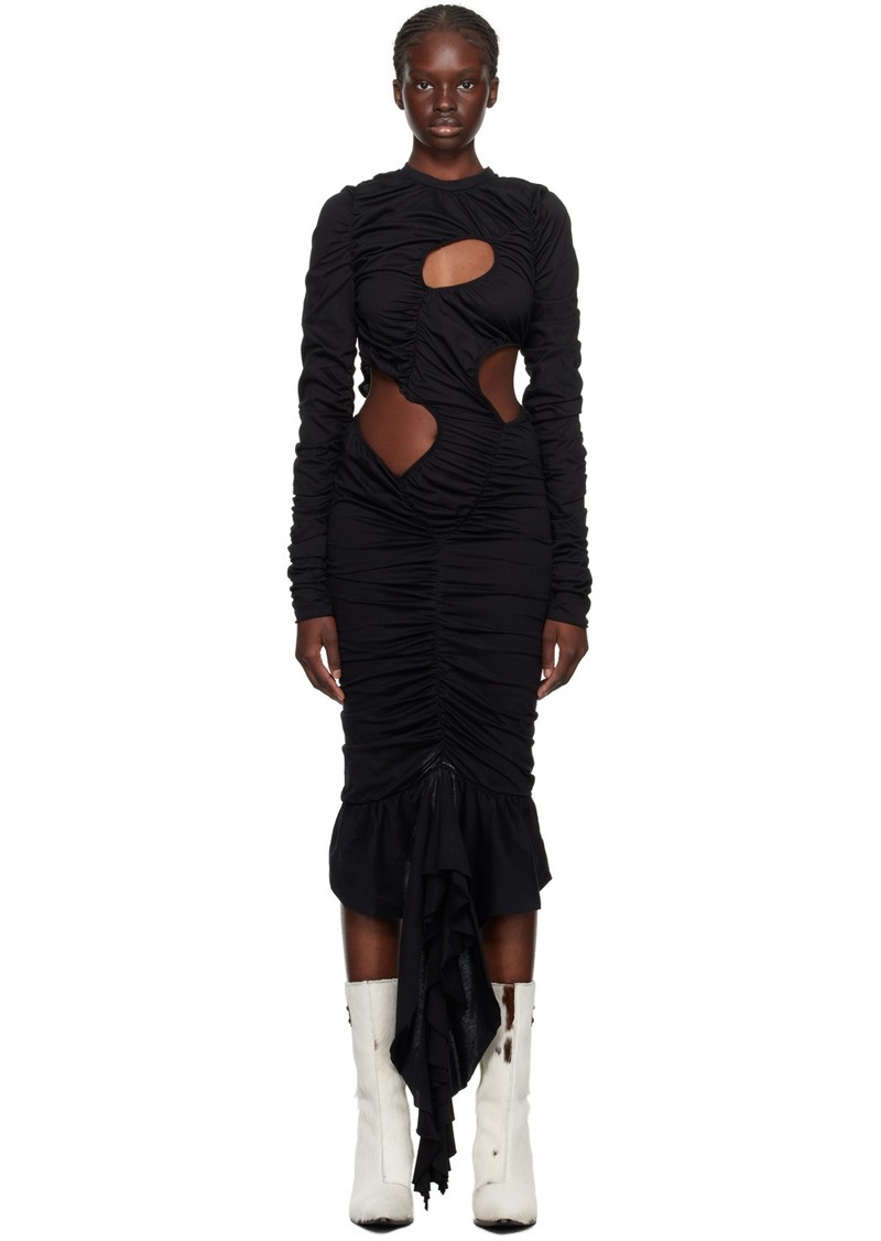 Marques' Almeida Marques Almeida Black Asymmetric Midi Dress