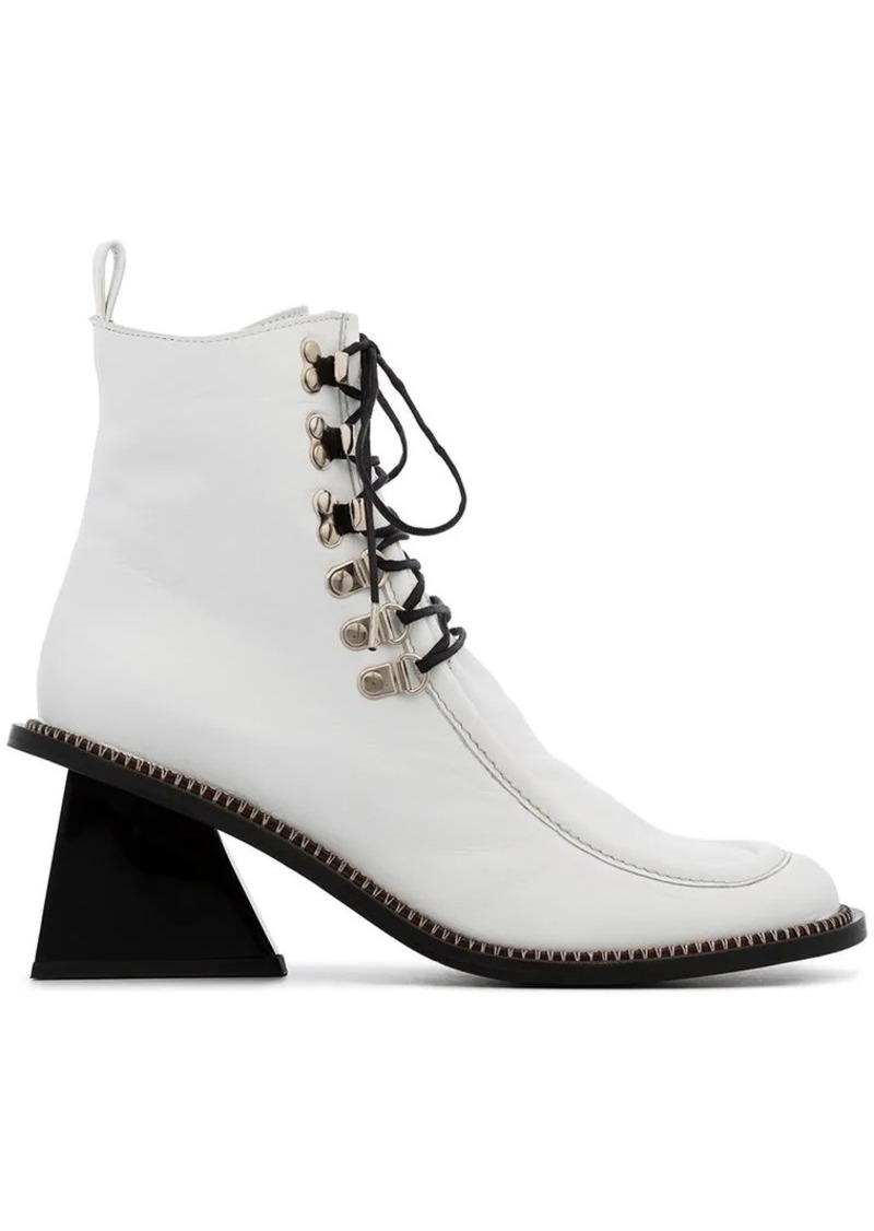square toe lace up boots