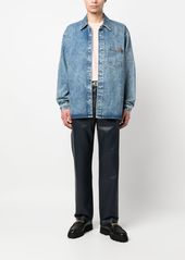 Martine Rose logo-tab marble-washed denim shirt