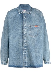 Martine Rose logo-tab marble-washed denim shirt