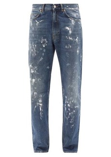 Martine Rose - Paint-print Straight-leg Jeans - Mens - Navy