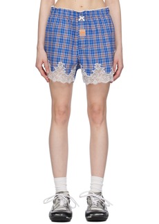 Martine Rose Blue Check Shorts