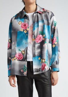 Martine Rose Classic Floral Patchwork Silk Satin Button-Up Shirt