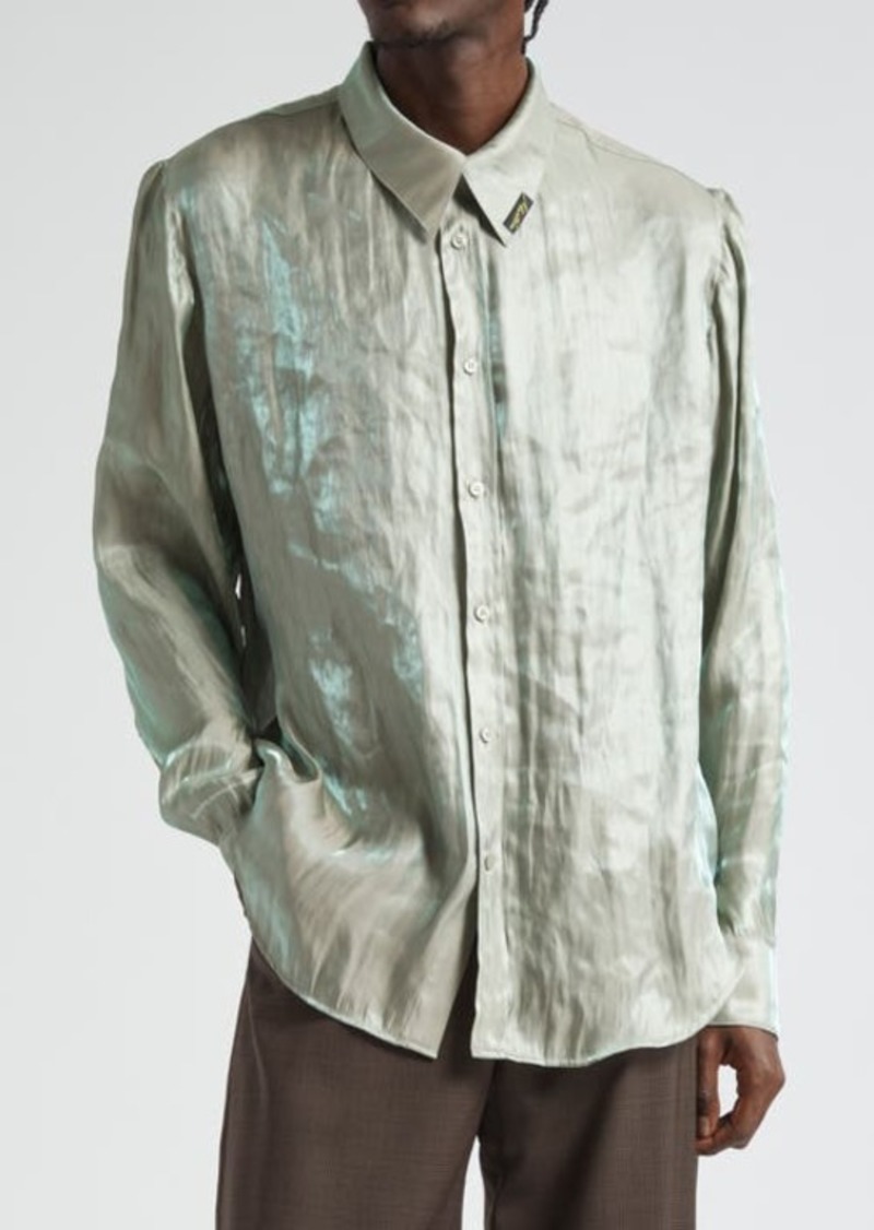 Martine Rose Classic Iridescent Button-Up Shirt at Nordstrom