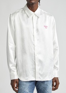 Martine Rose Classic Logo Embroidered Satin Button-Up Shirt