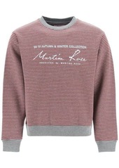 Martine rose striped crewneck sweatshirt featuring logo print