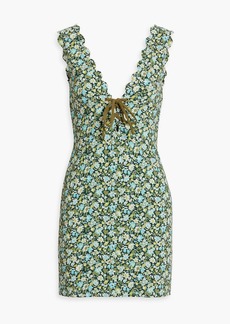 MARYSIA - Amagansett floral-print textured stretch-crepe mini dress - Blue - XXS