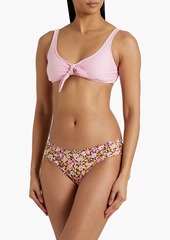 MARYSIA - Antibes reversible printed textured stretch-crepe low-rise bikini briefs - Pink - XL