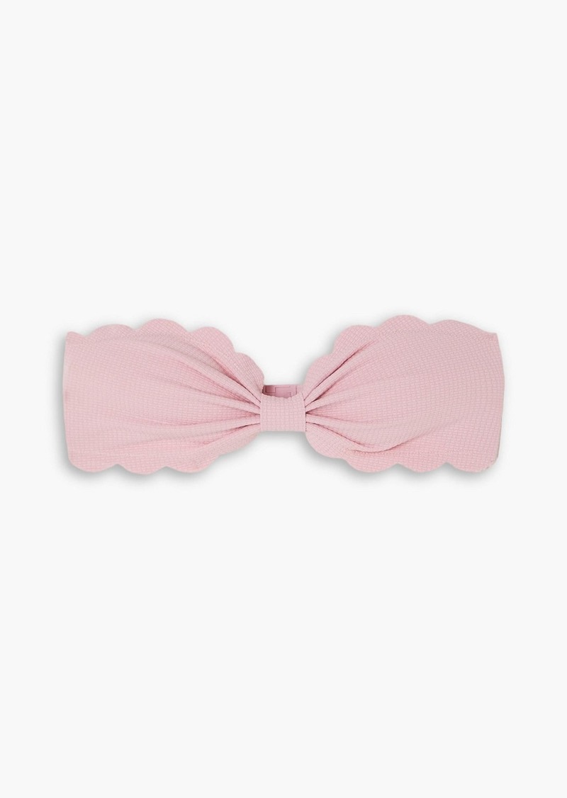 MARYSIA - Antibes scalloped stretch-seersucker bandeau bikini top - Pink - XL