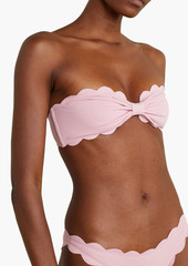 MARYSIA - Antibes scalloped stretch-seersucker bandeau bikini top - Pink - XL