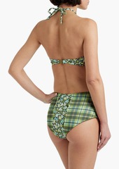 MARYSIA - Chesapeake printed textured stretch-crepe high-rise bikini briefs - Green - XXS
