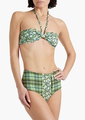 MARYSIA - Chesapeake printed textured stretch-crepe high-rise bikini briefs - Green - XXS
