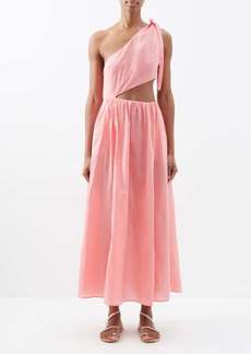 Marysia - Alberobello Cutout Cotton Midi Dress - Womens - Mid Pink