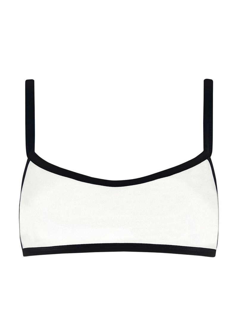 Marysia - Ligne Contrast-Trimmed Bikini Top - Black/white - S - Moda Operandi