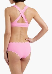 MARYSIA - Meadow checked textured stretch-crepe triangle bikini top - Pink - S