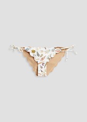 MARYSIA - Mott reversible scalloped stretch-seersucker low-rise bikini briefs - Red - M