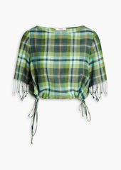 MARYSIA - River cropped checked cotton and linen-blend top - Green - M