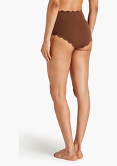 MARYSIA - Riviera reversible scalloped seersucker high-rise bikini briefs - Brown - XS