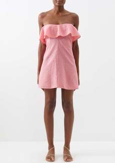 Marysia - Santa Barbara Off-the-shoulder Cotton Mini Dress - Womens - Mid Pink