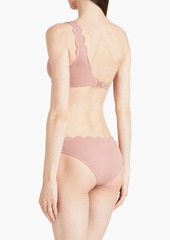 MARYSIA - Santa Barbara one-shoulder textured stretch-crepe bikini top - Pink - XXL