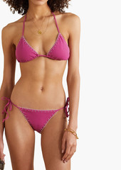 MARYSIA - Sole embroidered textured stretch-crepe triangle bikini top - Pink - XS