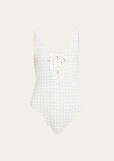 Marysia Palm Springs Scalloped Lace-Up Maillot