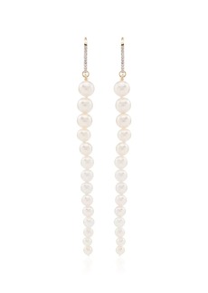 Mateo 14Kt gold pearl and diamond drop earrings