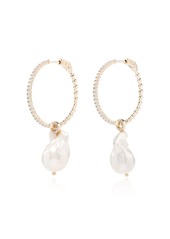 Mateo 14kt gold pearl diamond hoop earrings