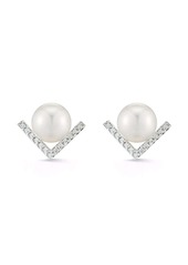 Mateo 14kt white gold right angle pearl stud earring
