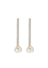 Mateo 14kt yellow gold diamond pavé pearl drop earrings