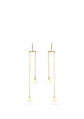 Mateo Bar Duo diamond, pearl & 14kt gold drop earrings