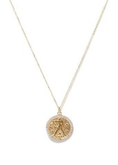 Mateo Libra large diamond & 14kt gold zodiac necklace