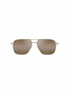Maui Jim Men's and Women's Beaches Polarized Universal Fit Aviator Sunglasses Satin Gold/HCL® Bronze