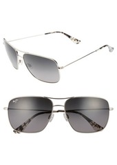 Maui Jim Cook Pines 63mm Polarized Titanium Aviator Sunglasses in Silver/Neutral Grey at Nordstrom