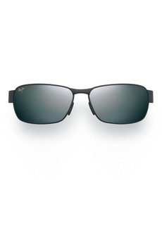Maui Jim Men's and Women's Black Coral Polarized Rectangular Sunglasses Matte Black/Neutral Grey Large