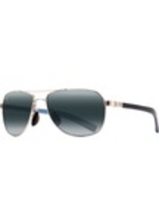 Maui Jim Guardrails Polarized Aviator Sunglasses, Men's, Silver/Light Blue
