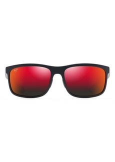 Maui Jim Huelo 58mm PolarizedPlus® Rectangular Sunglasses in Gunmenta/Matte/Hawaii Lava at Nordstrom