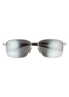 Maui Jim Ka'ala 58mm Polarized Rectangular Sunglasses in Silver/Neutral Grey at Nordstrom