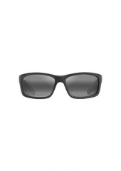 Maui Jim Men's and Women's Kanaio Coast Polarized Wrap Sunglasses Matte Soft Black/White/Blue/Neutral Grey