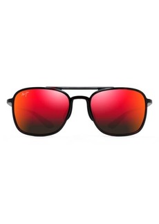 Maui Jim Keokea 55mm PolarizedPlus2® Aviator Sunglasses in Black Red Tortoise/lava at Nordstrom