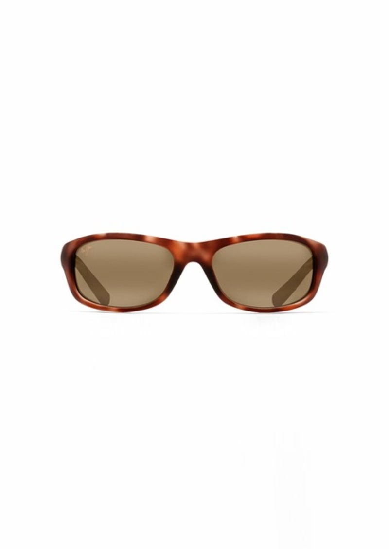 Maui Jim Men's and Women's Kipahulu Polarized Wrap Sunglasses Matte Tortoise Rubber/HCL® Bronze Small