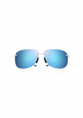 Maui Jim Men's and Women's Hikina Polarized Rimless Sunglasses Crystal Matte/Blue Hawaii